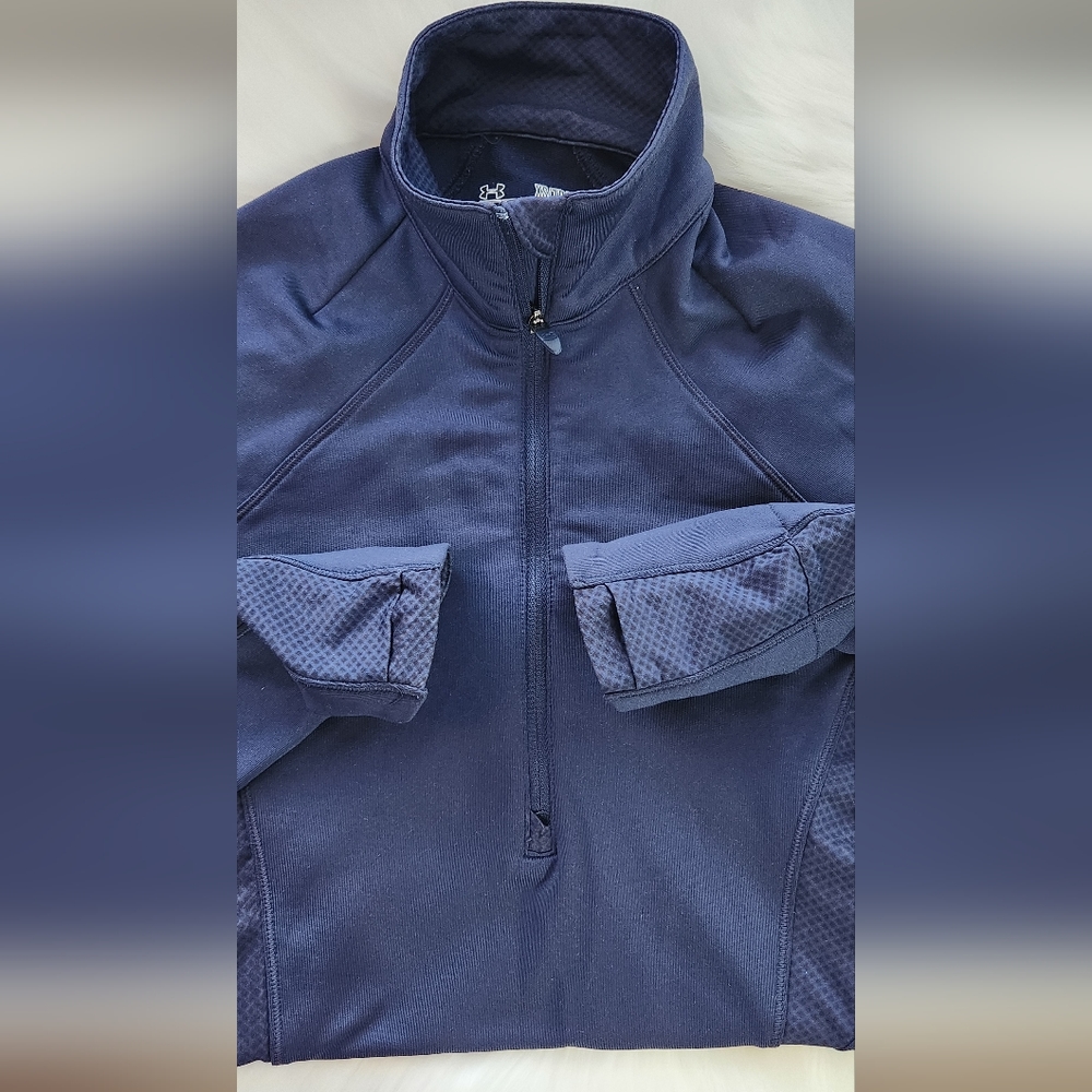 Womens XS Under Armour Heat Gear Navy Blue Fitted 1/4 Zip Pullover